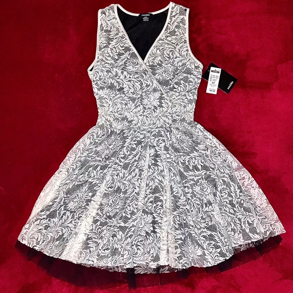 MAJORA White Lace Babydoll Dress